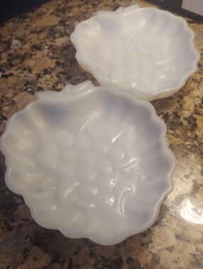 2 Vintage Milk Glass Tray